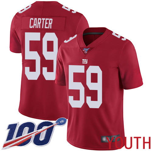 Youth New York Giants #59 Lorenzo Carter Red Limited Red Inverted Legend 100th Season Football NFL Jersey->youth nfl jersey->Youth Jersey